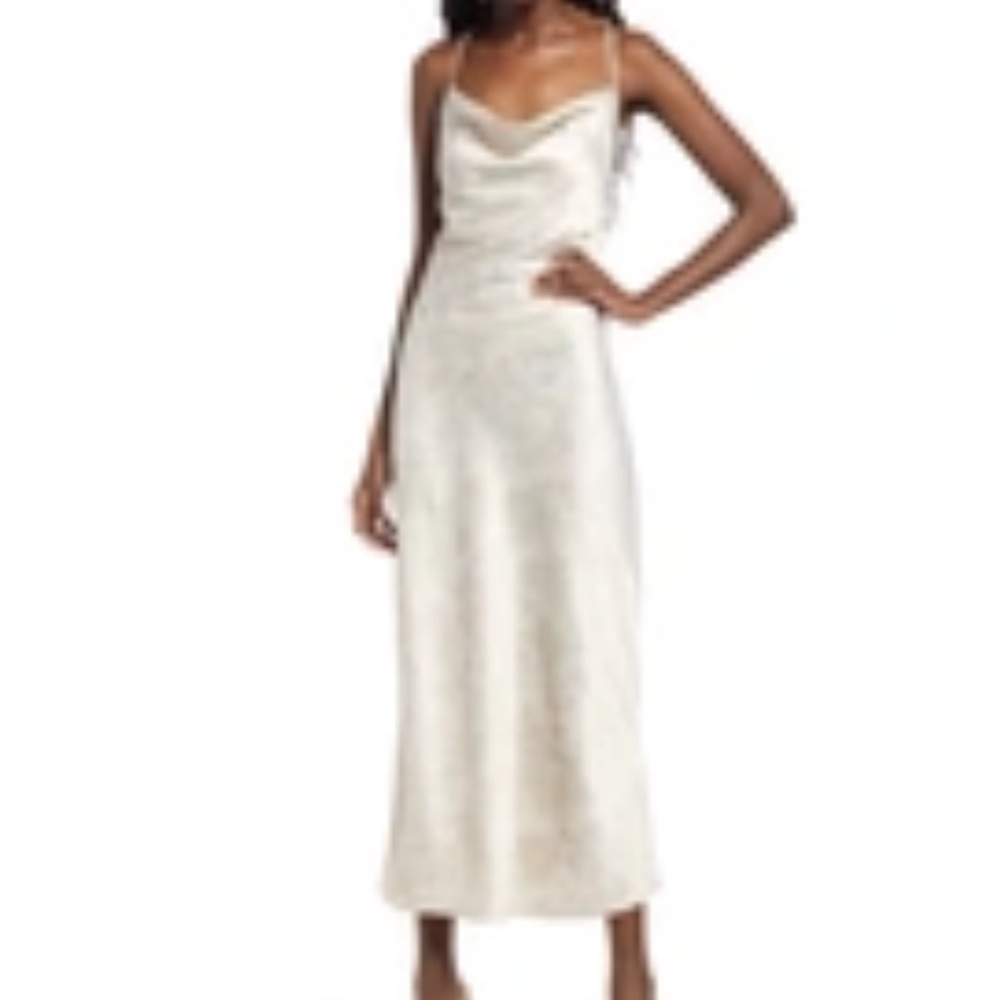 NWT WAYF NANETTE FLORAL GREY DRESS LARGE SATIN LOOK adjustable straps